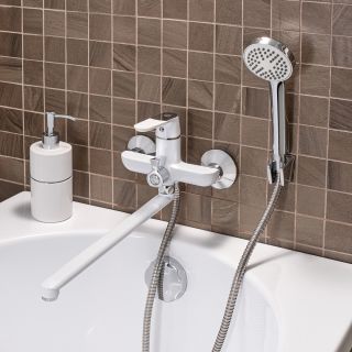 Смеситель для ванны с душем РМС SL123W-006E белый